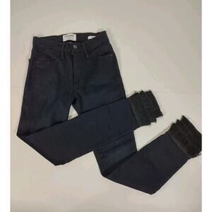 Frame Denim Le High Triple Fringe Hem Skinny Ankle Jeans Womens 24 BYXBEE Black